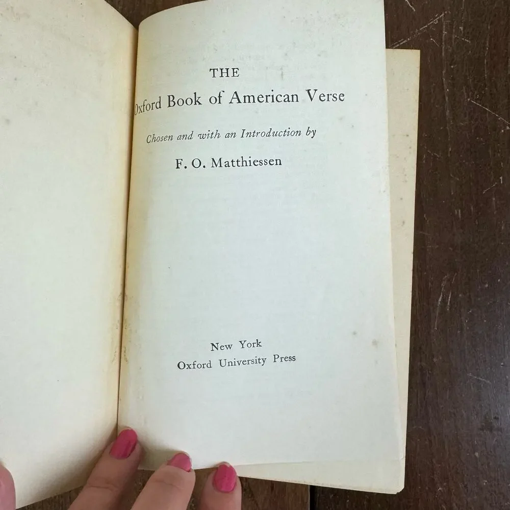 The Oxford Book Of American Verse‎ Hardcover 8th Printing 1962 Poe Hemingway